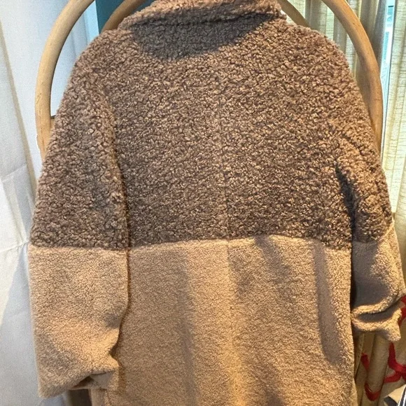 7 For All Mankind Teddy Two-Tone Brown and Tan Women's Coat - Picture 5 of 5